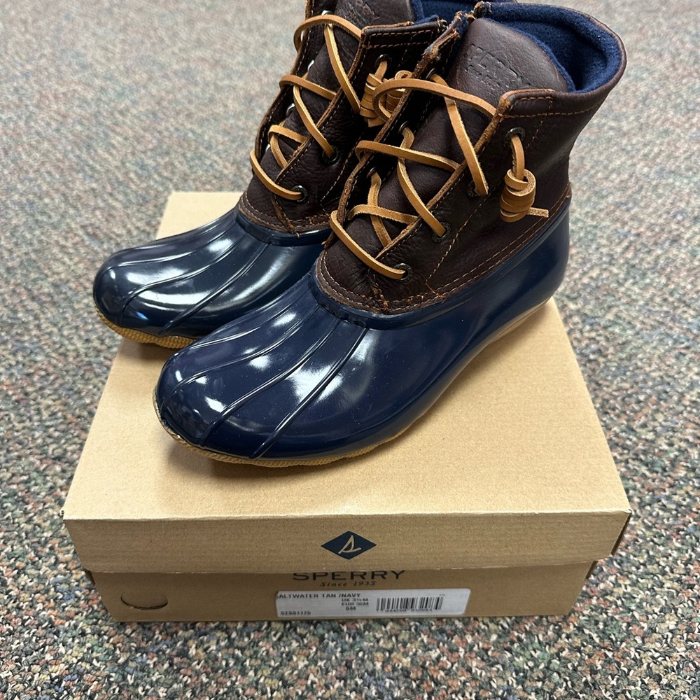 Sperry Duck Boots - Navy and Brown